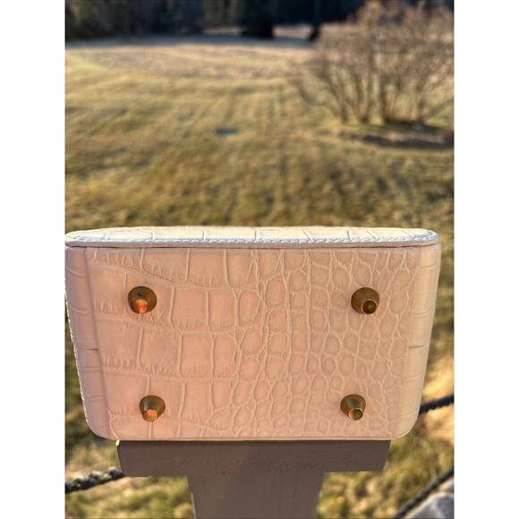 Staud Bag Kenny Cream Trapezoid Handbag Croc Embossed Leather Top Handle 6.5” - Picture 6 of 13